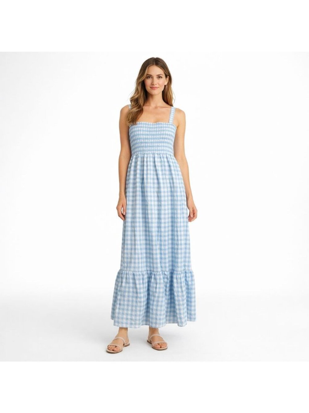 NWT Hill House Home Blue Anjuli Nap Dress Jacquard Gingham Cottagecore Maxi XL